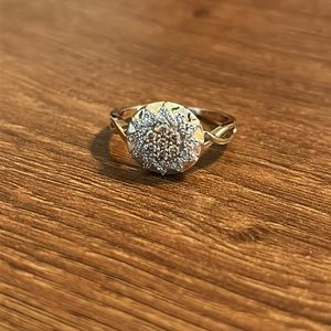 Gold plated sterling silver sunburst gemstone ring.